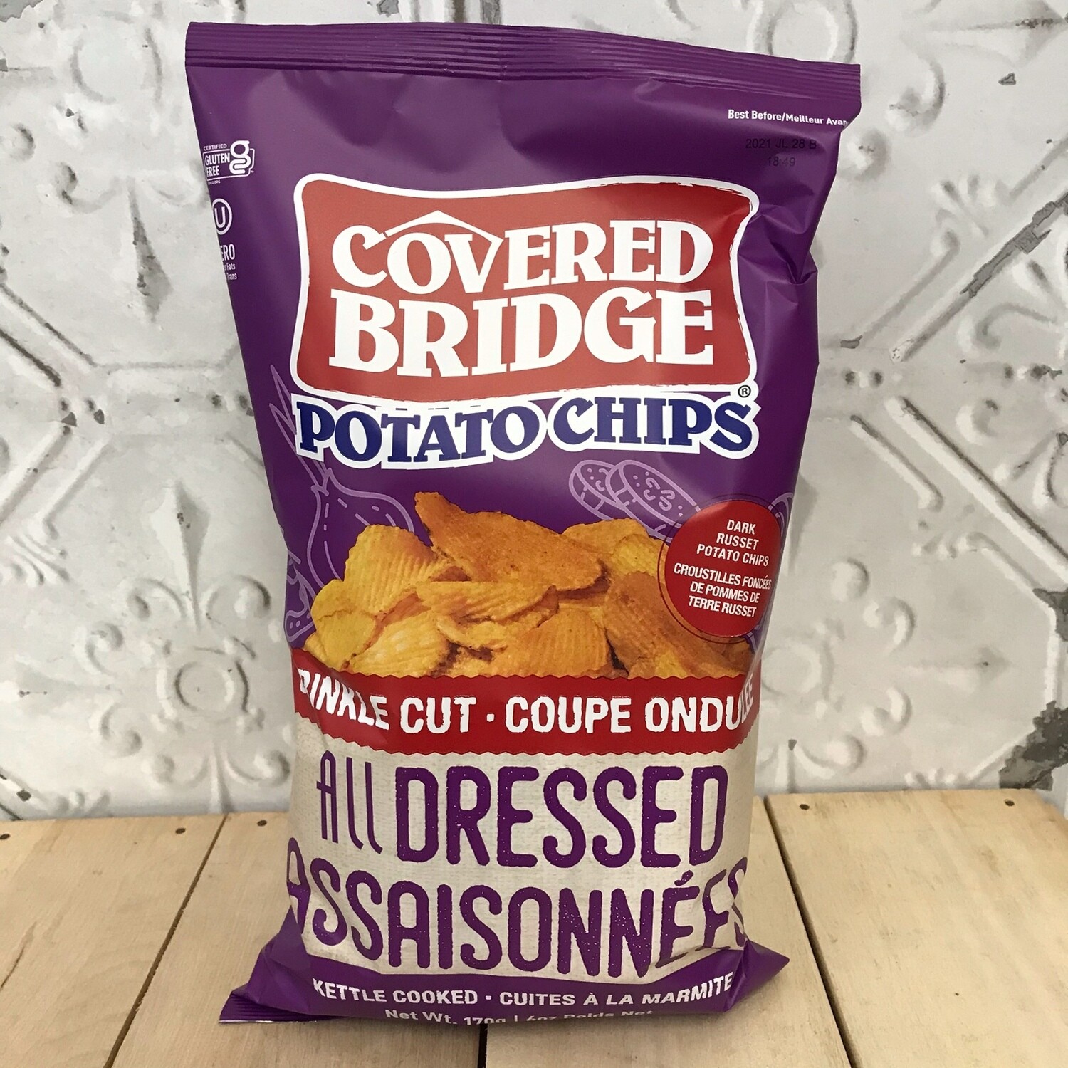 COVERED BRIDGE Chips All Dressed Crinkle Cut 170g COVERED BRIDGE Chips All Dressed Crinkle Cut 170g