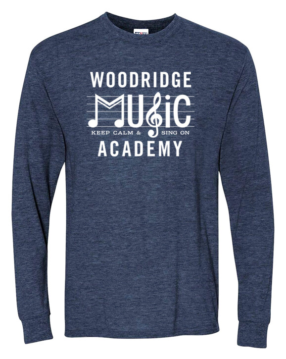 Keep Calm & Sing On, Navy Long Sleeve T, Woodridge Music Academy