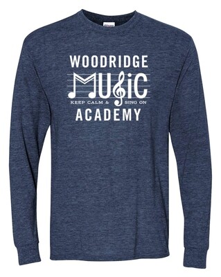 Keep Calm & Sing On, Navy Long Sleeve T, Woodridge Music Academy