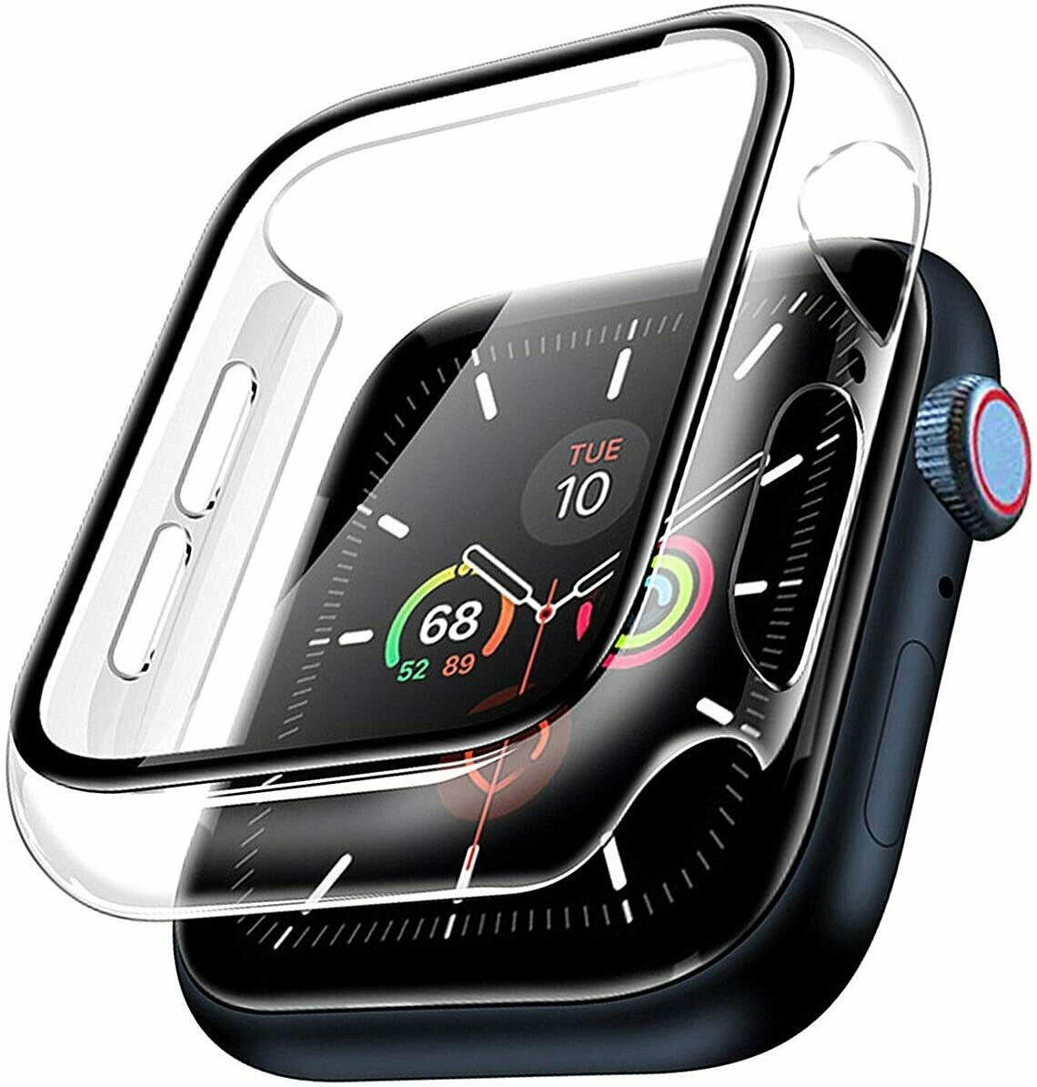 Hard Case Compatible with Apple Watch Series 5 Series 4 40mm with Screen Protector, Hard PC Case Slim Tempered Glass Screen Protector Overall Protective Cover for iwatch Series 5/4(40mm)