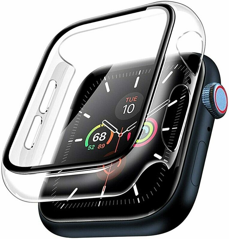 Hard Case Compatible with Apple Watch Series 5 Series 4 40mm with Screen Protector, Hard PC Case Slim Tempered Glass Screen Protector Overall Protective Cover for iwatch Series 5/4(40mm)