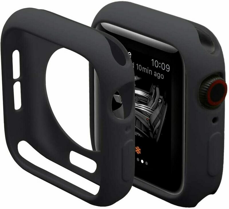 Ultra Thin Soft TPU Shockproof Built in Bumper Protector for iWatch Case 38mm 40mm 42mm 44mm Series 5/4/3/2/1 Black 38mm