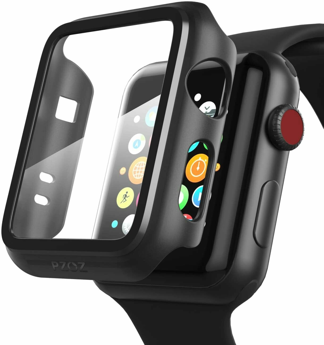 Compatible Apple Watch Series 2 / Series 3 Case with Screen Protector 42mm Accessories Slim Guard Thin Bumper Full Coverage Matte Hard Cover Defense Edge for Women Men New Gen GPS iWatch (Black)
