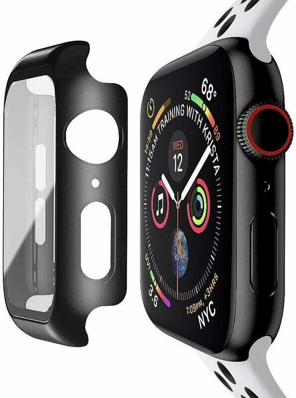 Compatible with Apple Watch 42mm Case with Built-in Tempered Glass Screen Protector, Full Coverage Hard iWatch Case for Series 3/2/1 (Black, 42mm)