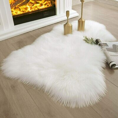 Soft Faux Sheepskin Fur Rug Chair Couch Cover White Area Rug Bedroom Floor Sofa Living Room 2 x 3 Feet