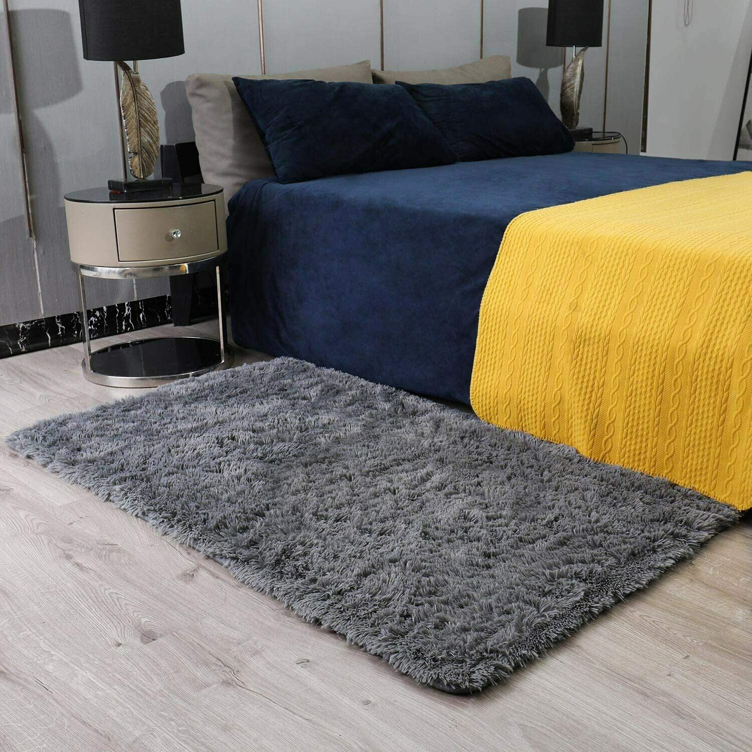 Ultra Soft Fluffy Area Rugs for Bedroom, Luxury Shag Rug Faux Fur Non-Slip Floor Carpet for Living Room, Kids Room, Baby Room, Girls Room, and Nursery - Modern Home Decor, 3x5 Feet Grey
