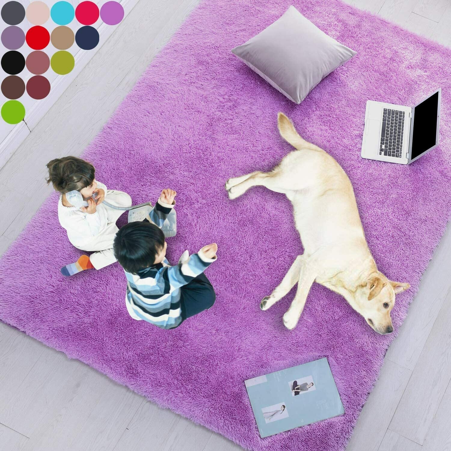 Purple Soft Rug for Bedroom,2&#39;X3&#39;,Fluffy Area Rug for Living Room,Furry Carpet for Kids Room,Shaggy Door Mat for Entryway,Fuzzy Plush Rug,Purple Carpet,Rectangle,Cute Room Decor for Baby