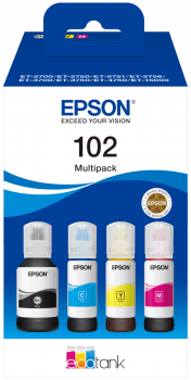 102 ECOTANK MULTIPACK 4-COLORI FLACONE DI INCHIOSTRO NERO CIANO MAGENTA, GIALLO, DA 65 ML