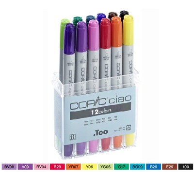 Copic Ciao Markers 12 Colors - PRODUCT OF JAPAN