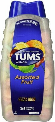 Tums Ultra Strength 1000 Jumbo Pack 265 Tablets - Assorted Fruit (GLUTEN FREE)