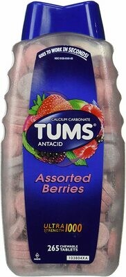 Tums Ultra Strength 1000 Jumbo Pack 265 Tablets - Assorted Berries (GLUTEN FREE)