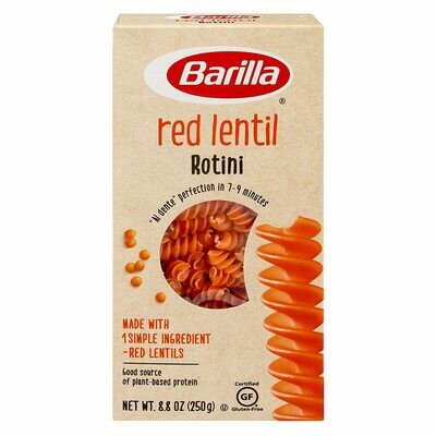 Barilla Red Rotini Lentil Pasta, Gluten Free Pasta, Rotini, 8.8 oz 250g