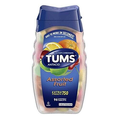 Tums Extra Strength 750 - 96 Chewable Tablets Assorted Fruit - GLUTEN FREE