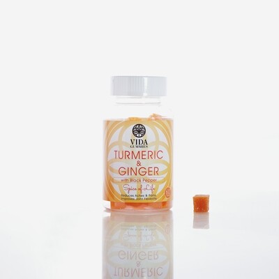 Turmeric & Ginger (with Black Pepper) Gummy – “Spice of Life” (60 Gummies)