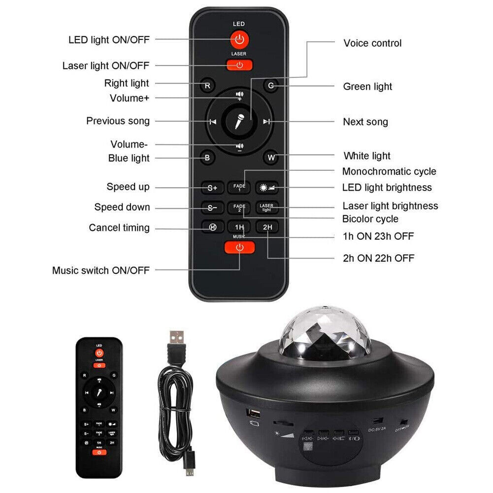 Galaxy LED Party Light with Built in Bluetooth Speaker