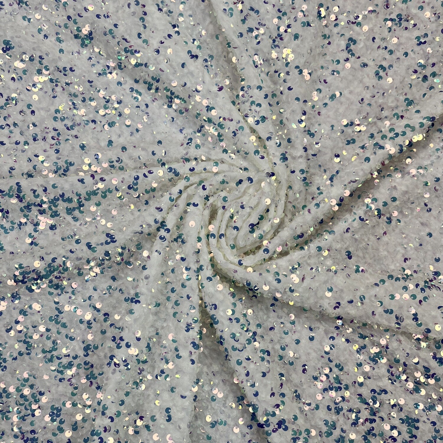 White  - Iridescent Stretch Sequins