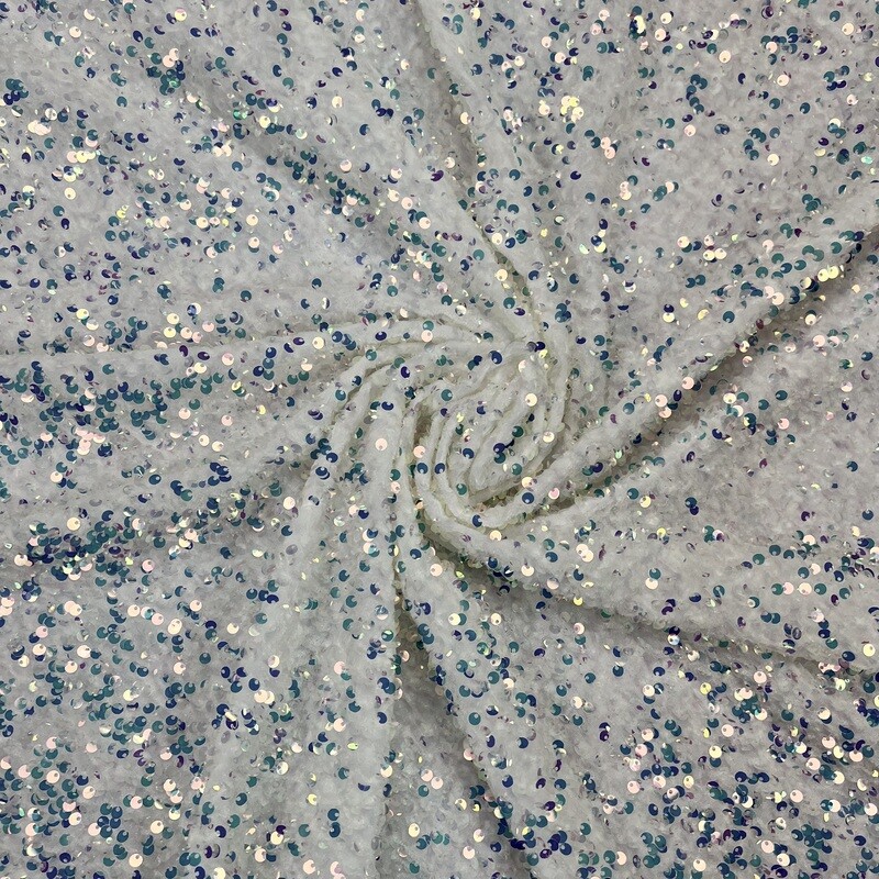 White  - Iridescent Stretch Sequins