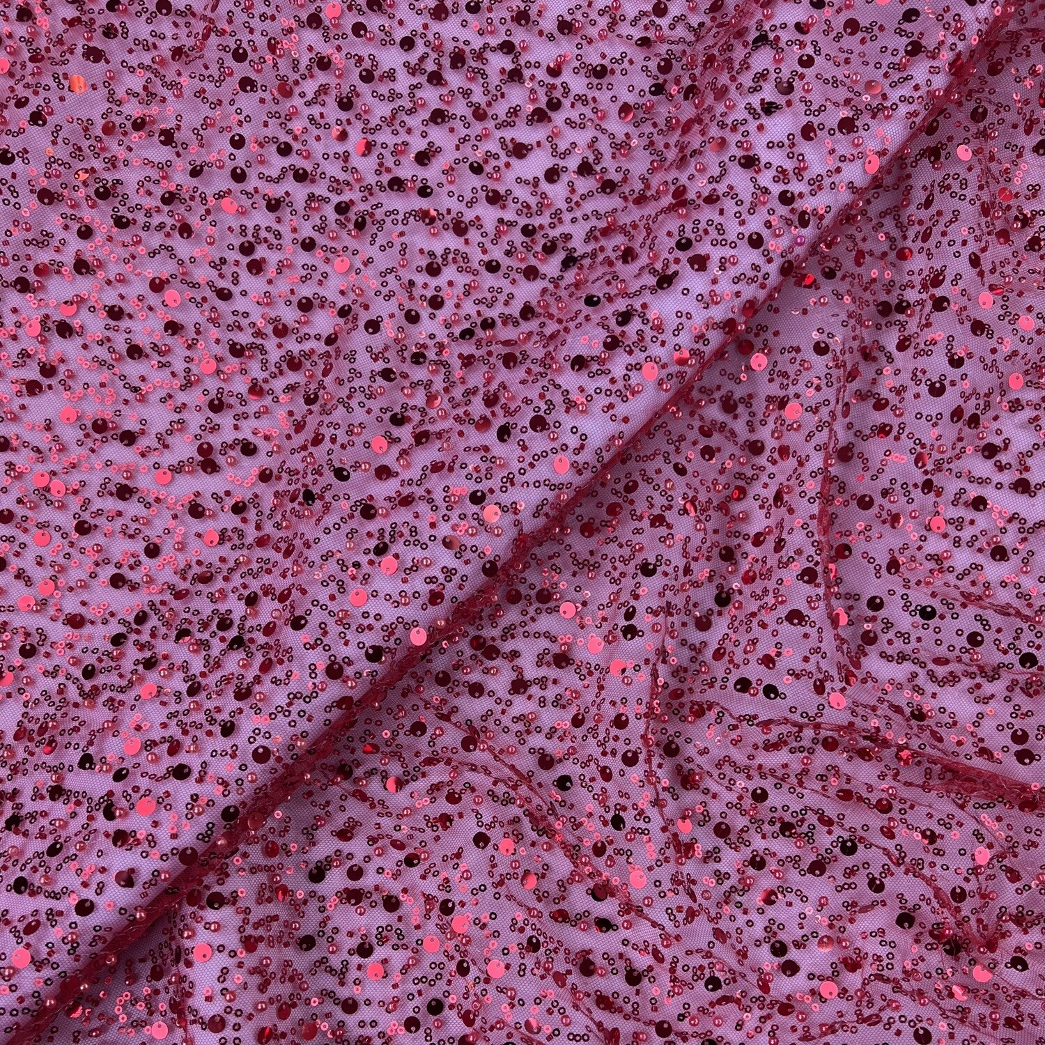 Red - Beaded & Pearl Lace
