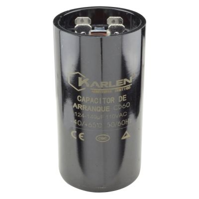 Capacitor de arranque de baquelita 110V 124-149MF (36mm-70mm) 1/4 HP Karlen