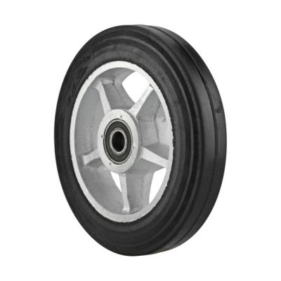 Rueda vulcanizada de hule, rin rayo de aluminio, 2 rodamientos de 25mm-10"-2" (300kg) Generico