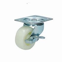 Rodaja giratoria de lamina galvanizada, con freno, rueda de polipropileno blanco de 63-96-30 base 95-61 (40kg) Generico