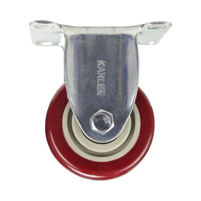 Rodaja fija de lamina galvanizada, rueda de plastico recubierta de poliuretano rojo con 2 rodamientos de 100-130-32 base 93-62 (90kg) Generico