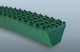Rollo de banda en "v" termosoldable roja con recubrimiento grip verde tipo B (30mt) Black Gold