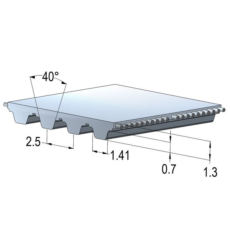 Banda 182.5-T2.5 de poliuretano con cuerdas de acero (precio por mm de ancho) Black Gold