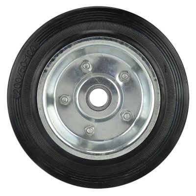 Rueda solida de hule con centro de fierro fundido tipo tractor con 2 rodamientos de 17-160-53 (150kg) Generico