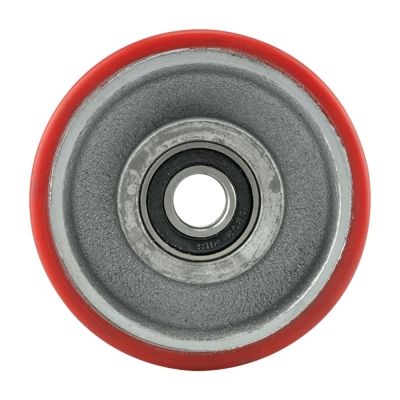 Rueda de fierro con poliuretano rojo, 1 rodamiento de 15-150-50 (400kg) Generico Rueda de fierro con poliuretano rojo, 1 rodamiento de 15-150-50 (400kg) Generico