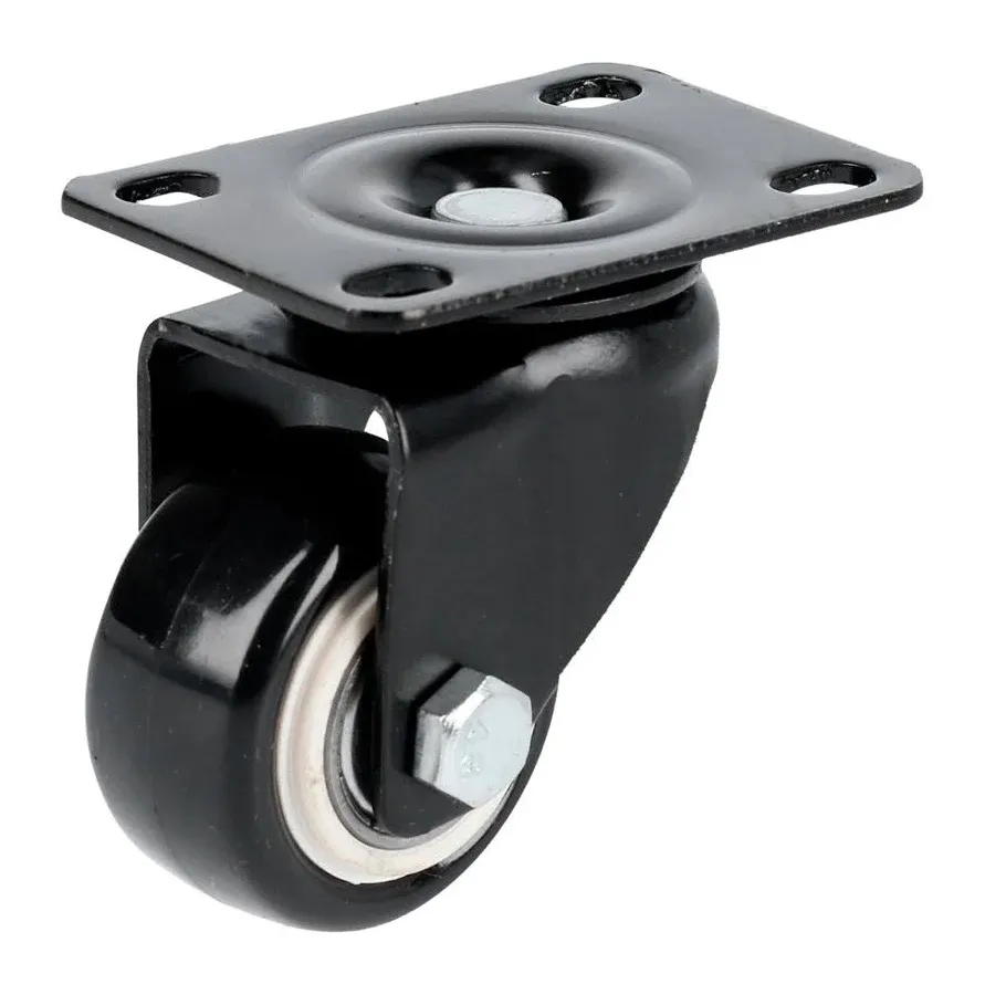 Rodaja giratoria de lamina negra, rueda de pvc negro con 2 rodamientos de 38-130-30 base 93-65 (60kg) Generico Rodaja giratoria de lamina negra, rueda de pvc negro con 2 rodamientos de 38-130-30 base 93-65 (60kg) Generico