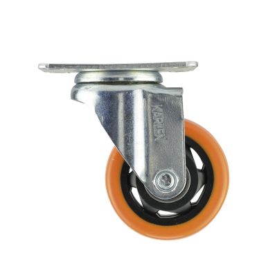 Rodaja giratoria de lamina galvanizada, rueda de pvc naranja con 2 rodamientos de 50-73-23 base 70-57 (70kg) Generico Rodaja giratoria de lamina galvanizada, rueda de pvc naranja con 2 rodamientos de 50-73-23 base 70-57 (70kg) Generico