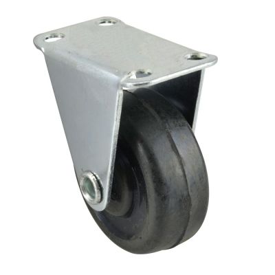 Rodaja fija de lamina galvanizada, rueda de hule negro de 50-64-30 base 59-49 (30kg) Generico Rodaja fija de lamina galvanizada, rueda de hule negro de 50-64-30 base 59-49 (30kg) Generico