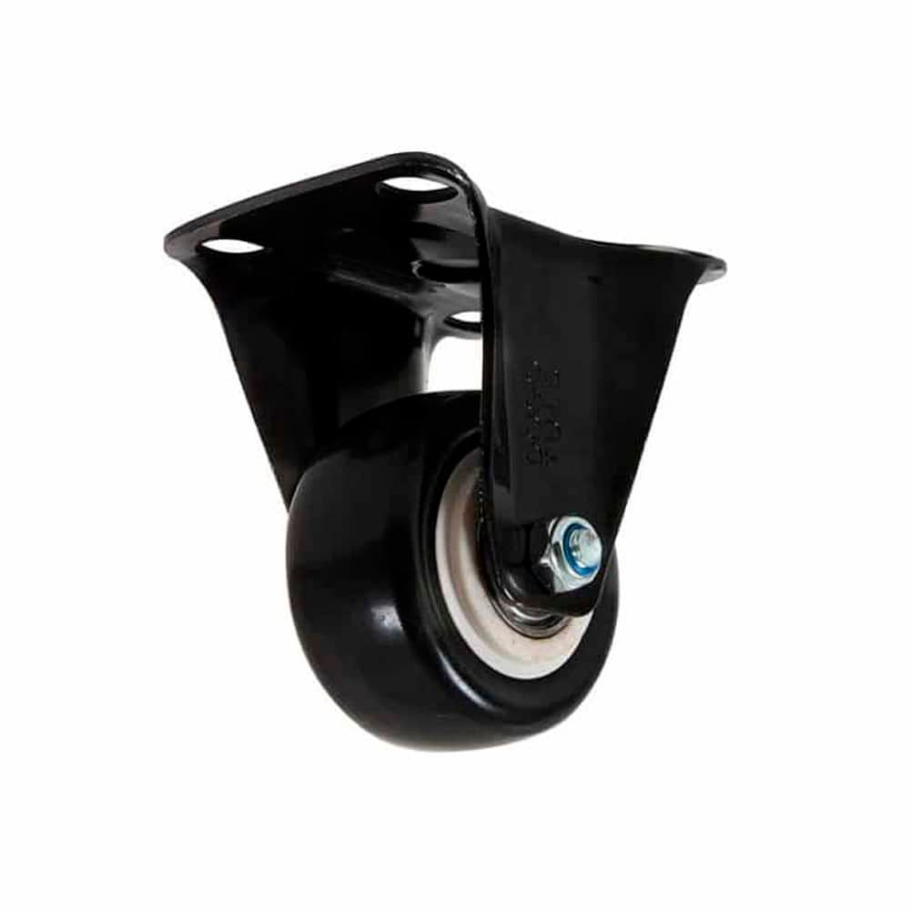 Rodaja fija de lamina negra, rueda de pvc negro con 2 rodamientos de 50-73-23 base 70-57 (70kg) Generico