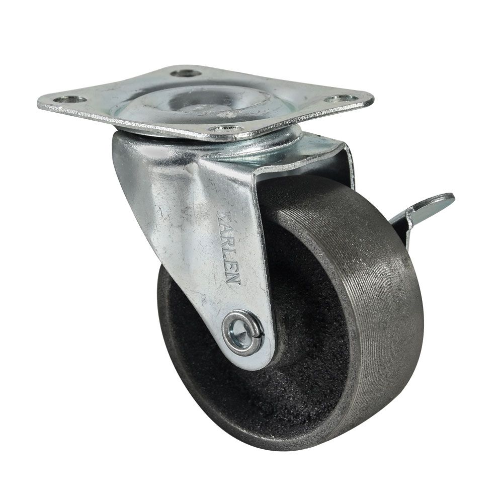 Rodaja giratoria de lamina galvanizada, con freno, rueda de acero con buje de 65-87-25 base 70-58 (90kg) Generico