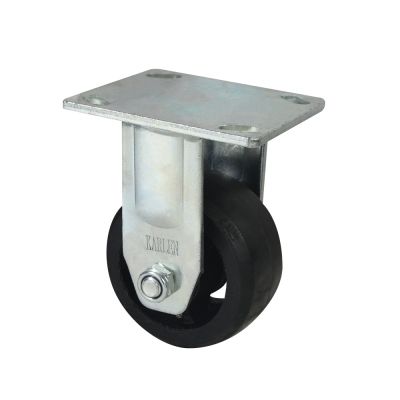 Rodaja fija de placa de fierro gris, rueda de fierro recubierta de hule negro con 1 rodamientos de 160-195-50 base 112-97 (230kg) Generico