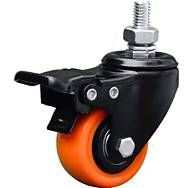 Rodaja de lamina negra con espiga roscada, con freno, rueda de pvc naranja, 2 rodamiento de 63-85-25 espiga 25mm M12 (35kg) Generico Rodaja de lamina negra con espiga roscada, con freno, rueda de pvc naranja, 2 rodamiento de 63-85-25 espiga 25mm M12 (35kg) Generico