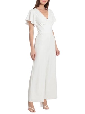 Jumpsuit de manga corta con cuello en V.