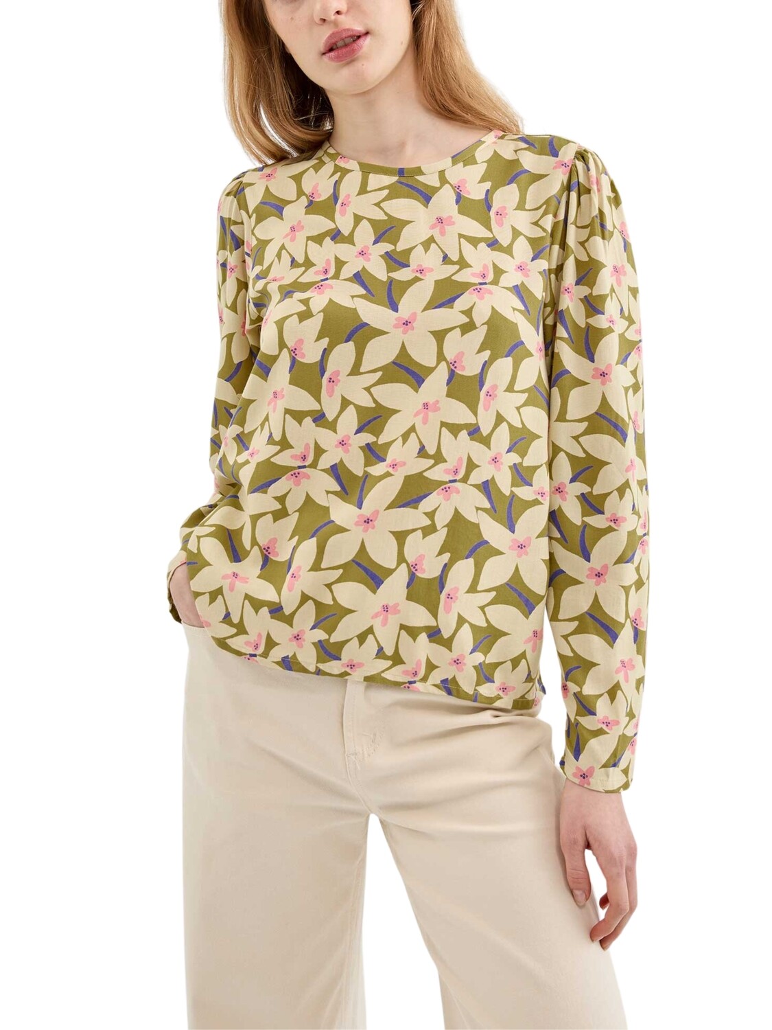 Blusa floral de manga larga