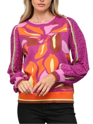 Sweater con print de hojas