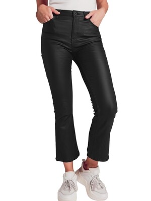 Pantalón metalizado boot cut.