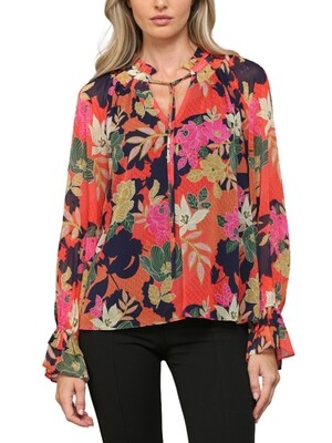 Blusa de chiffon con manga larga.