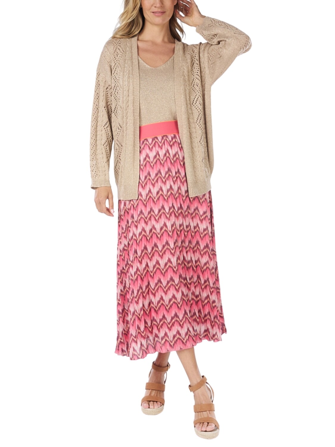 Falda plisada con print de zig zag