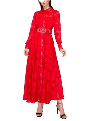 Maxi vestido de lunares con  manga larga