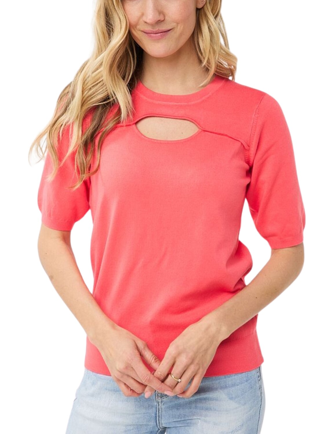 Sweater de manga corta con escote abierto