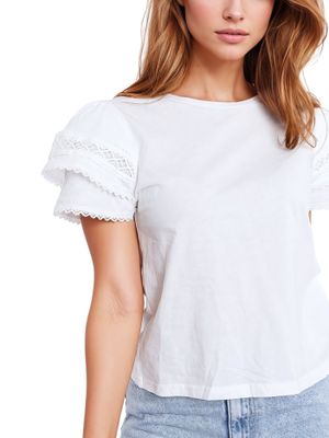 Blusa de algodón con manga escarola