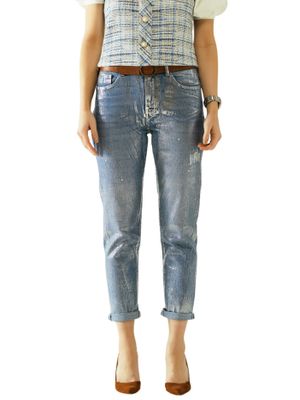 Pantalón ajustado metálico