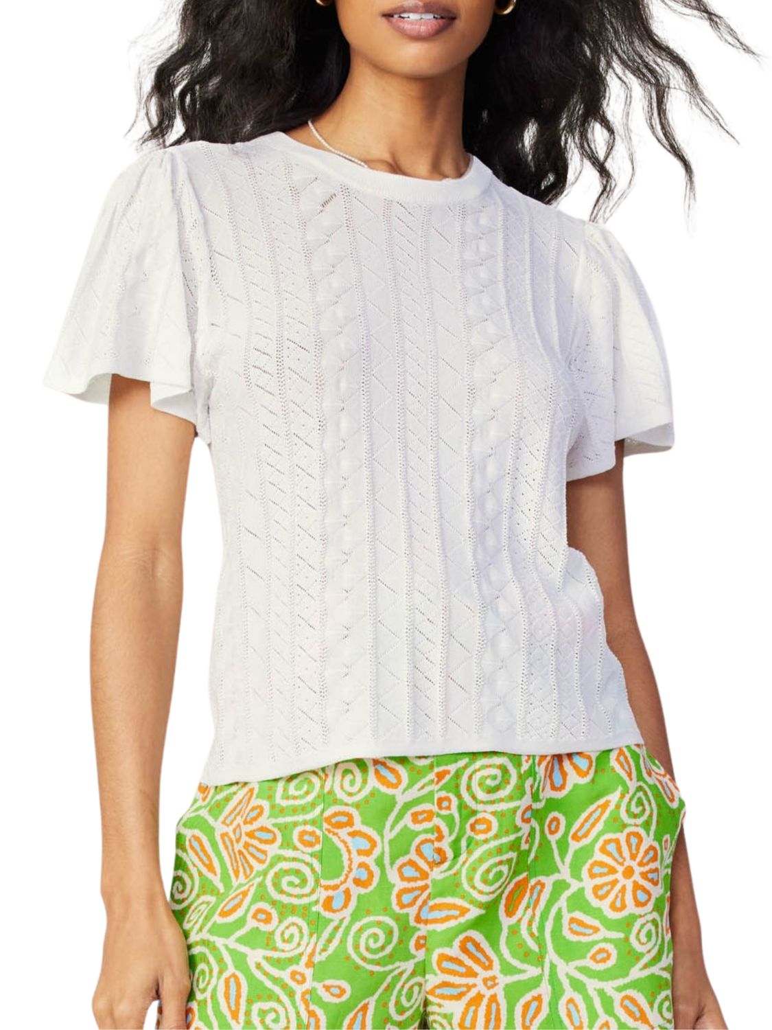 Blusa de manga corta tejida