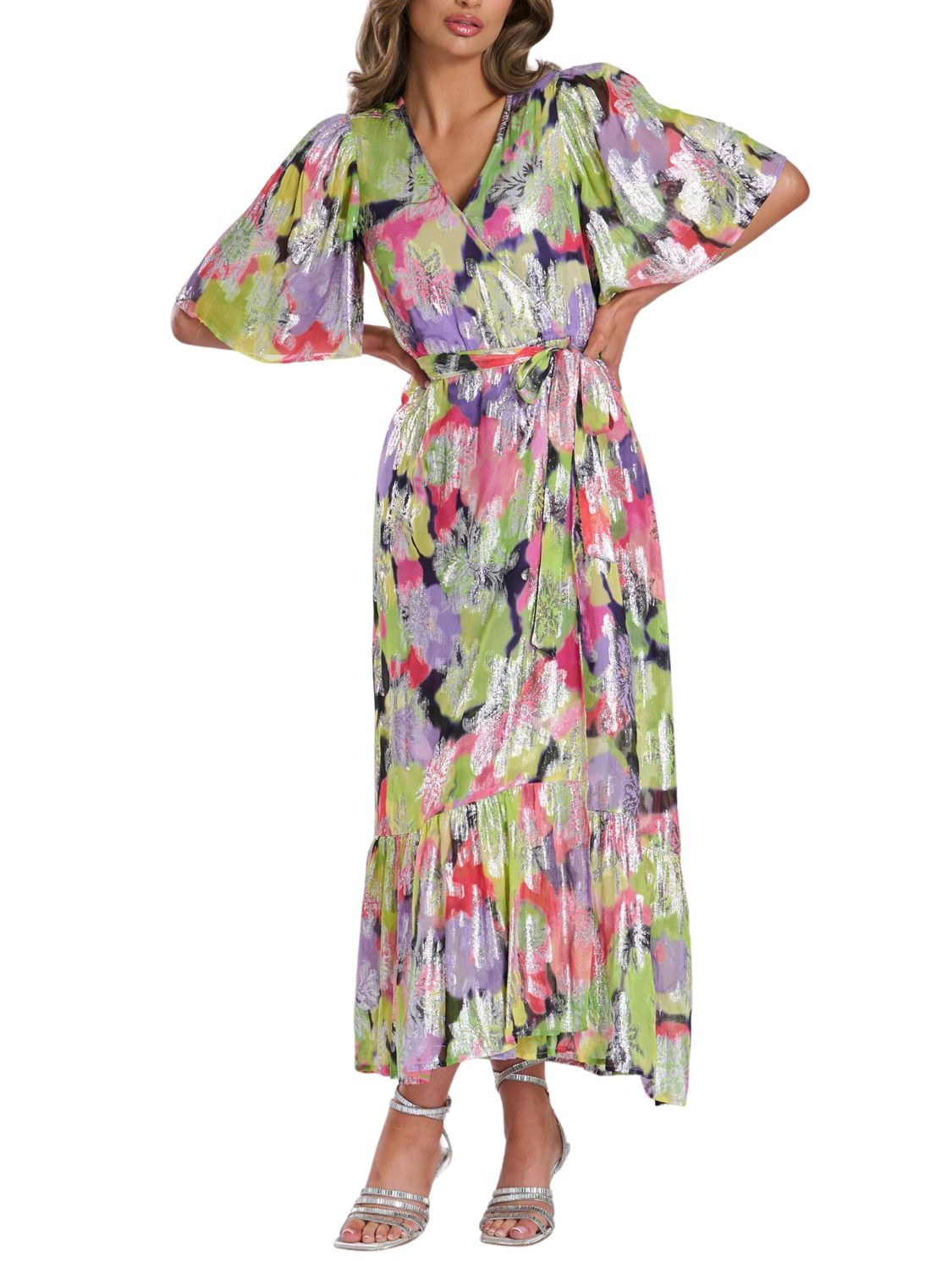 Maxi vestido de manga corta