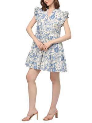 Vestido corto de manga escarola